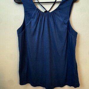 Banana Republic Size Medium (M) Women's Navy Blue Sleeveless Tank Top with Gathe